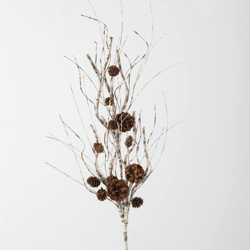 White Birch Pinecone Spray